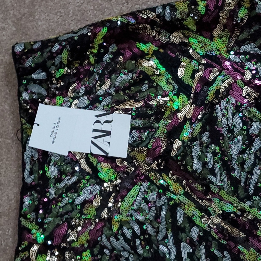 Zara SHORT MINI SEQUIN SKIRT - Picture 11 of 11
